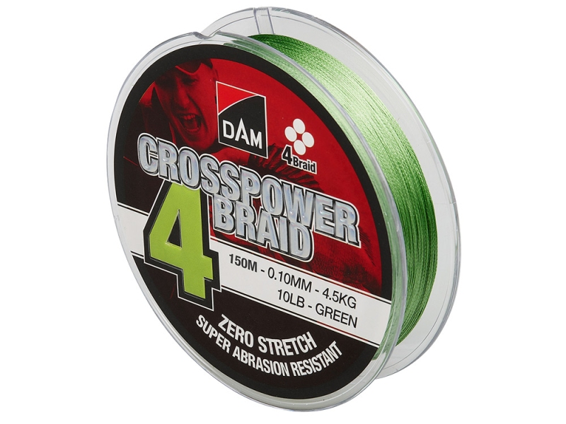 DAM Splétaná šňůra Crosspower 4-Braid Green 150 m