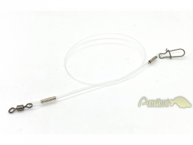 ALBASTAR Fluorocarbonový návazec s obratlíkem a karabinkou