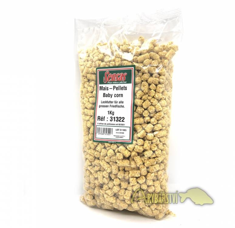 SENSAS Kukuřičné Pelety Baby Corn 1kg 10mm