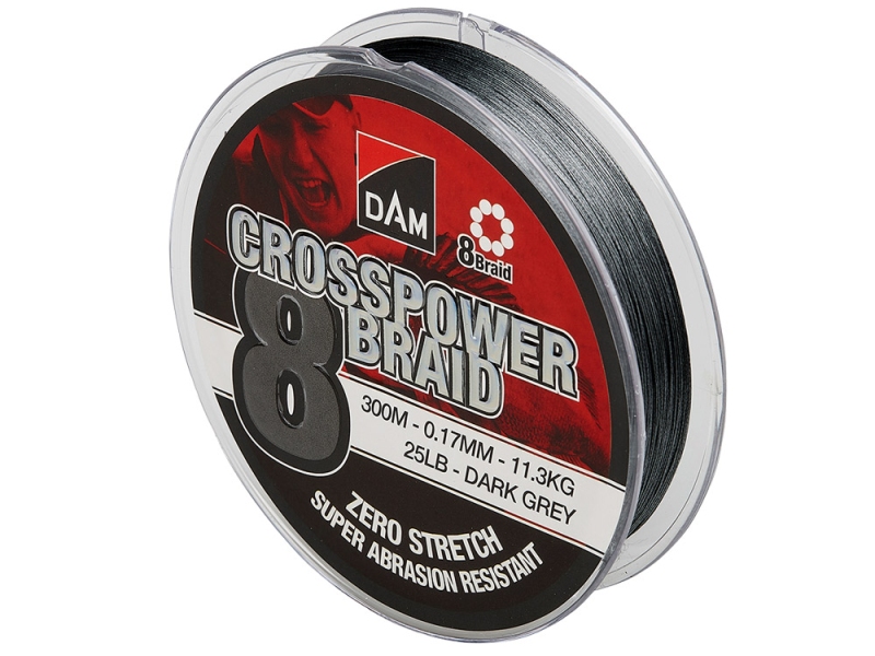 DAM Splétaná šňůra Crosspower 8-Braid Dark Grey 300 m