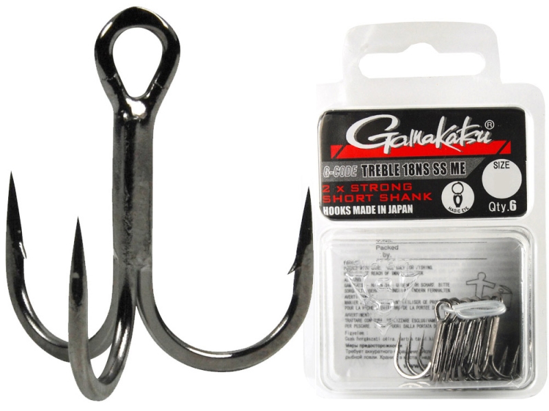 GAMAKATSU Trojháček Treble 18 Short Shank Black 6ks