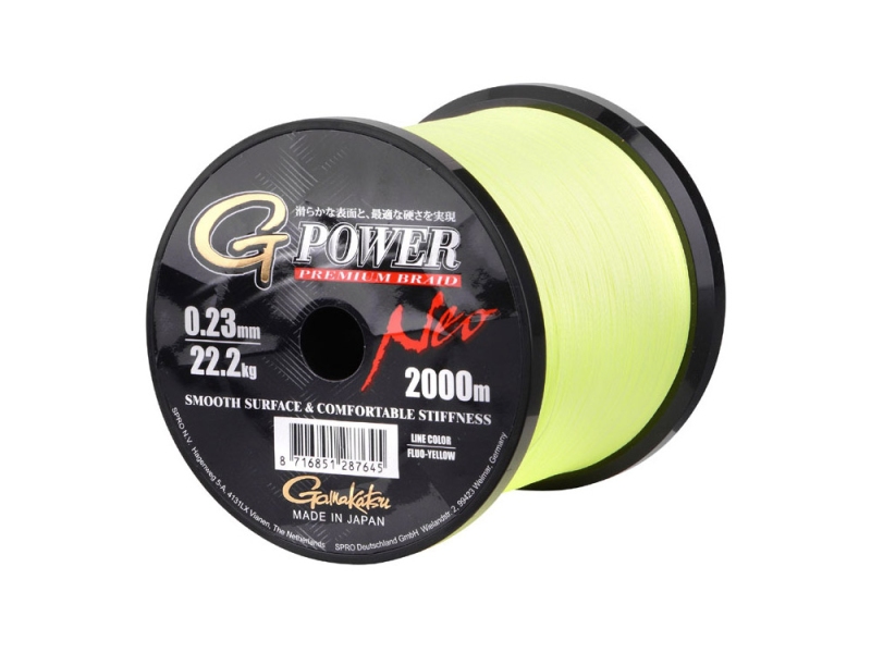 GAMAKATSU Splétaná šňůra G-Power Premium Braid Neo Fluo-Yellow 2000 m