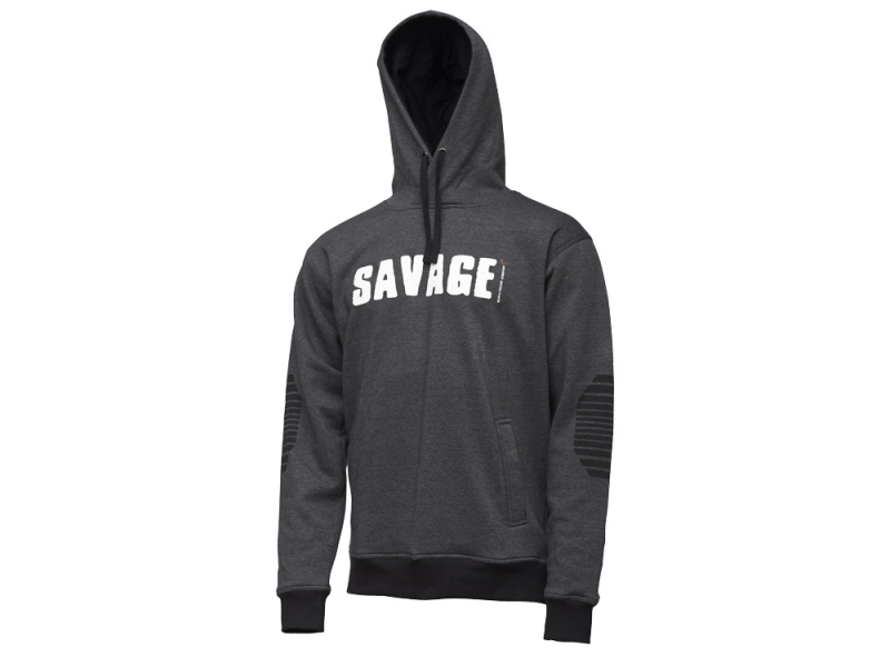 SAVAGE GEAR Mikina Logo Hoodie Dark Gray Melange