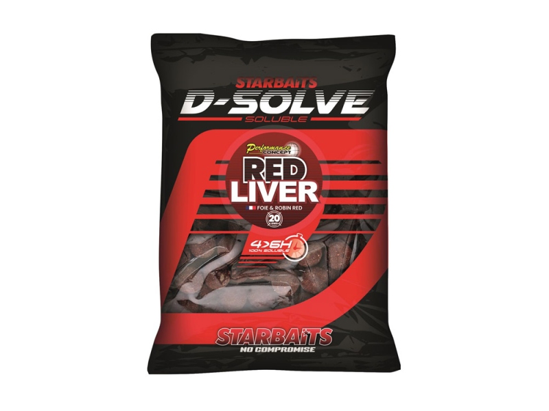 STARBAITS Rozpustné boilie D-Solve Boilies Red Liver 2.5kg 20mm