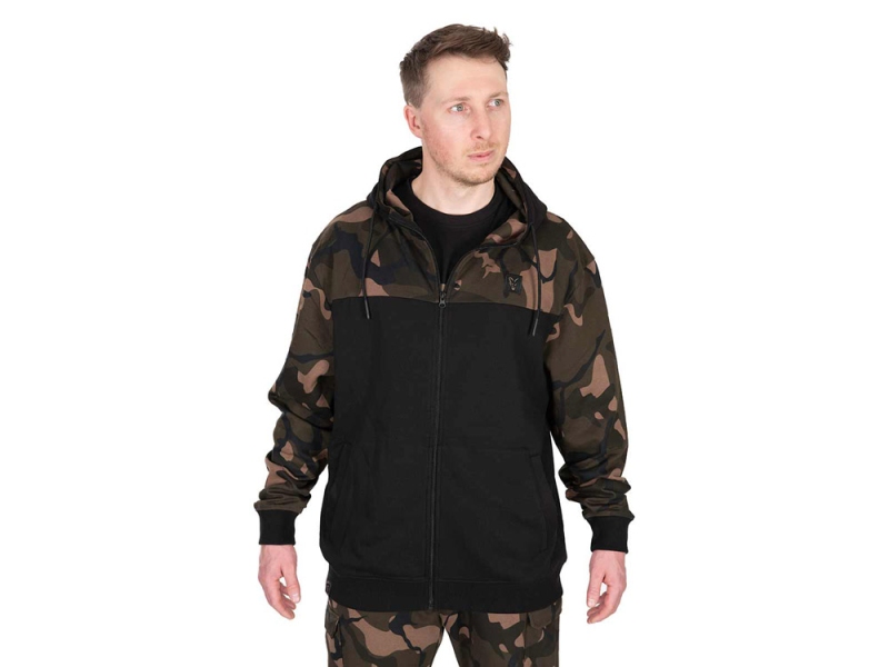 FOX Mikina LW Black Camo Split Zip Hoody