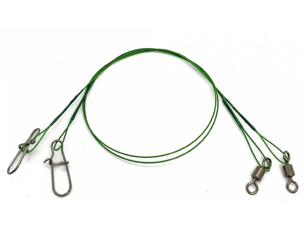 ALBASTAR Ocelové lanko s obratlíkem a karabinkou 2 ks 15kg