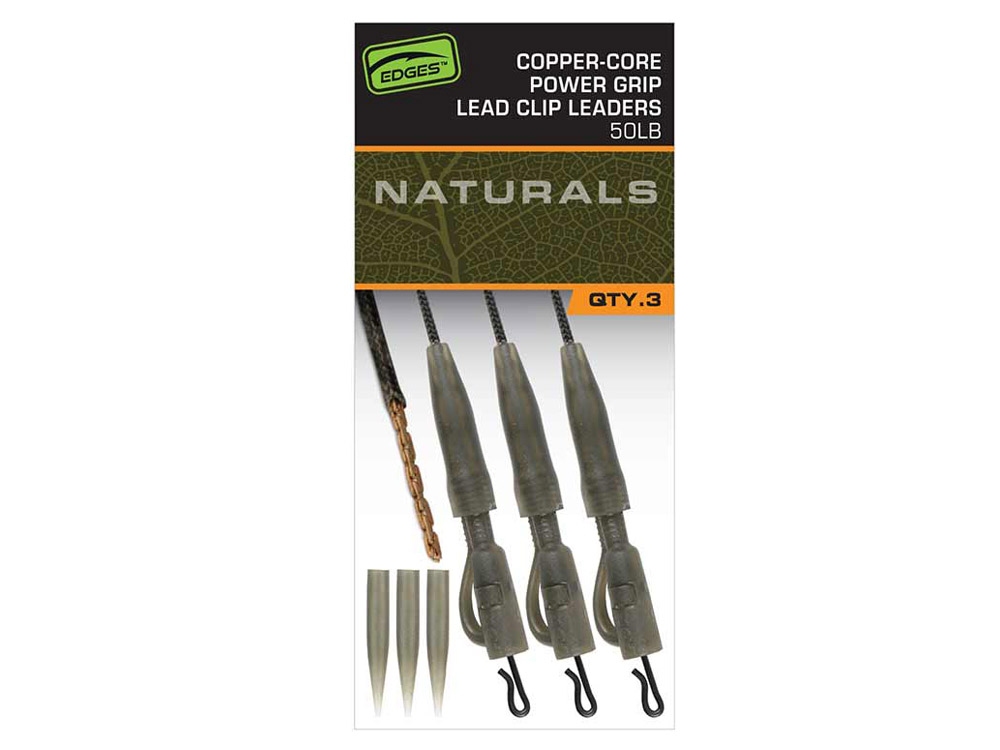 FOX Montáž Edges Naturals Copper Core Lead Clip Leaders 50lb 3ks
