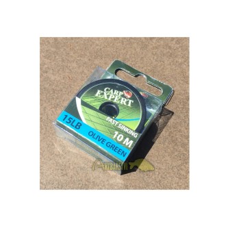 CARP EXPERT Návazcová šňůra Fast Sinking Olive Green 10 m 15 Lb