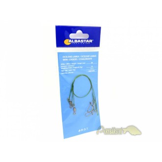 ALBASTAR Ocelové lanko s obratlíkem a karabinkou 2 ks 15kg