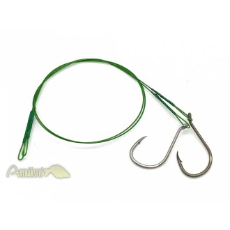 ALBASTAR Ocelové lanko 1x7 s jednoháčkem 2 ks