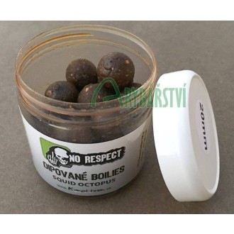NO RESPECT Black Fish Dipované Boilie 150 g 20 mm Squid Octopus
