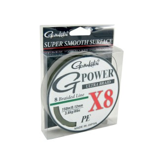 GAMAKATSU Splétaná šňůra G-Power X8 PE Moss Green 150 m