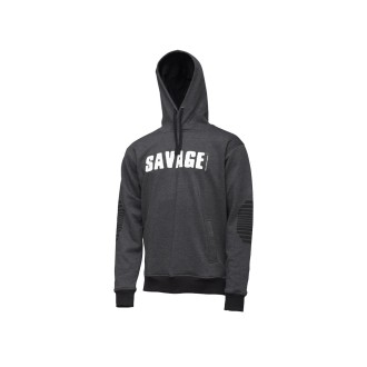 SAVAGE GEAR Mikina Logo Hoodie Dark Gray Melange