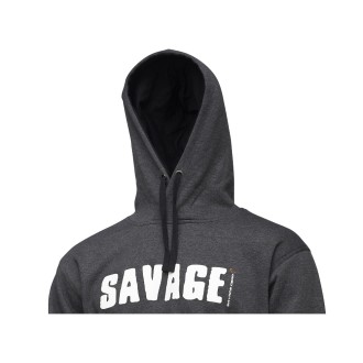 SAVAGE GEAR Mikina Logo Hoodie Dark Gray Melange