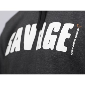 SAVAGE GEAR Mikina Logo Hoodie Dark Gray Melange