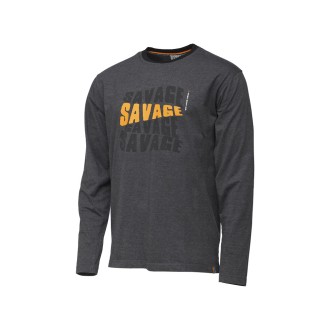 SAVAGE GEAR Tičko Simply Savage Logo Tee Long Sleeve Dark Grey Malange