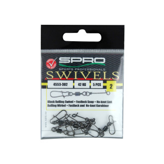 SPRO Obratlík s karabinkou Rolling Swivel with No-Knot Fastlock 5ks